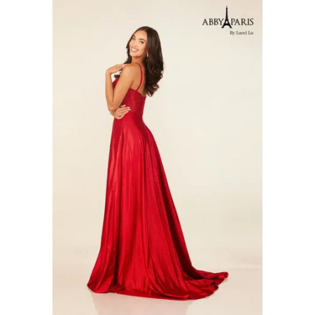 abby paris red dress Abby Paris 96083 Puff Sleeve Mother of the Bride Dress