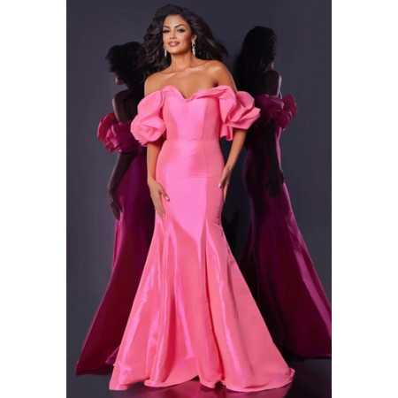 open lace back dress Pink Lace See Through Mermaid Long Sleeve Prom Dress, Cheap Evening  Dresses, MP324 main image 0