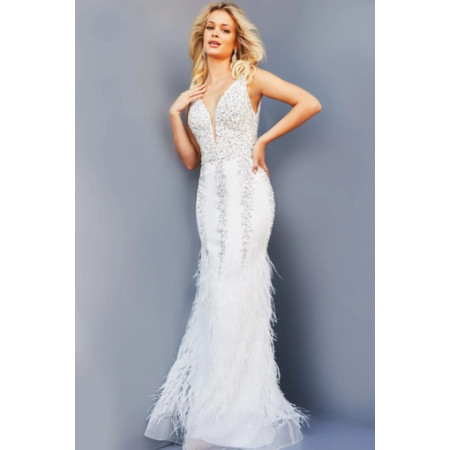 jovani white long dress Jovani 44498 Dresses 000 / Ivory Multi