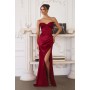 T611 by Amoris - Satin Fitted Strapless Slit Gown