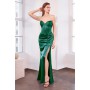 T611 by Amoris - Satin Fitted Strapless Slit Gown