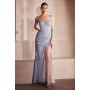 T707 by Amoris - Glitter Fitted Sleeveless Slit Gown