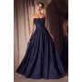T701 by Amoris - Glitter Strapless A-line Slit Gown