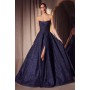 T701 by Amoris - Glitter Strapless A-line Slit Gown
