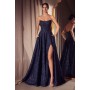 T701 by Amoris - Glitter Strapless A-line Slit Gown