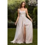 T701 by Amoris - Glitter Strapless A-line Slit Gown