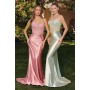 T819 by Amoris - Applique Satin Fitted Sleeveless Gown