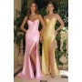 T723 by Amoris - Satin Fitted Strapless Slit Gown