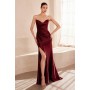 T704 by Amoris - Satin Fitted Strapless Slit Gown