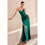 T704 by Amoris - Satin Fitted Strapless Slit Gown