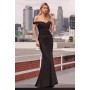T402 by Amoris - Jersey Fitted Off Shoulder Gown