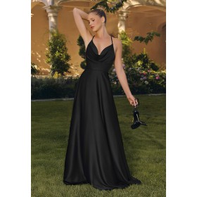 T714 by Amoris - Satin Sleeveless Cowl Gown