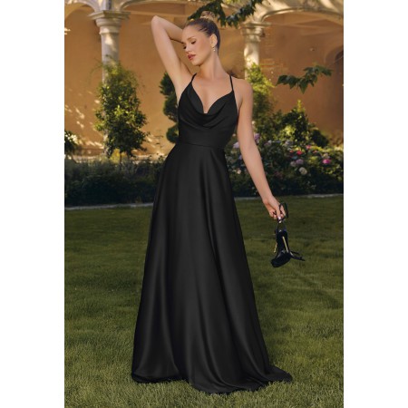 T714 by Amoris - Satin Sleeveless Cowl Gown