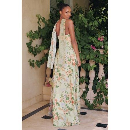 T717 by Amoris - Floral Print Strapless A-line Gown