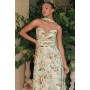 T717 by Amoris - Floral Print Strapless A-line Gown