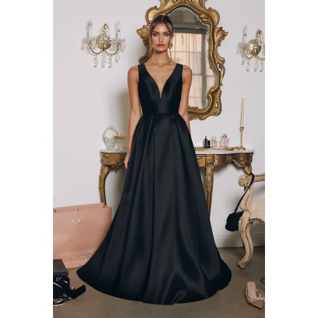 T814 by Amoris - Satin Sleeveless A-line Gown