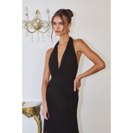 T713 by Amoris - Chiffon Halter A-line Slit Gown
