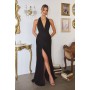 T713 by Amoris - Chiffon Halter A-line Slit Gown
