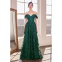 T607 by Amoris - Glitter Print Off Shoulder Gown