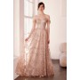 T607 by Amoris - Glitter Print Off Shoulder Gown