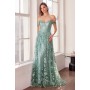 T607 by Amoris - Glitter Print Off Shoulder Gown