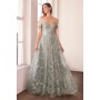 T607 by Amoris - Glitter Print Off Shoulder Gown