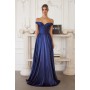 T821 by Amoris - Satin Off Shoulder A-line Gown