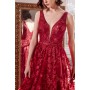 T606 by Amoris - Glitter Print Sleeveless Gown