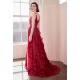 T606 by Amoris - Glitter Print Sleeveless Gown