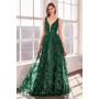 T606 by Amoris - Glitter Print Sleeveless Gown