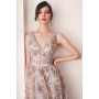 T606 by Amoris - Glitter Print Sleeveless Gown