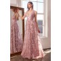 T606 by Amoris - Glitter Print Sleeveless Gown