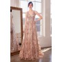 T606 by Amoris - Glitter Print Sleeveless Gown