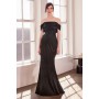 T603 by Amoris - Metallic Glitter Off Shoulder Gown