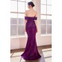 T603 by Amoris - Metallic Glitter Off Shoulder Gown