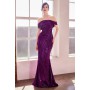 T603 by Amoris - Metallic Glitter Off Shoulder Gown