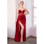 T811 by Amoris - Satin Fitted Strapless Corset Slit Gown