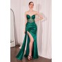 T811 by Amoris - Satin Fitted Strapless Corset Slit Gown