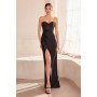 T708 by Amoris - Satin Fitted Strapless Slit Gown