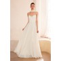 T703W by Amoris - White Chiffon Strapless A-line Gown
