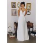 T714W by Amoris - White Satin Cowl A-line Gown