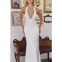 T720W by Amoris - White Satin Fitted Halter Gown