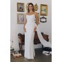 T726W by Amoris - White Chiffon Fitted Strapless Gown