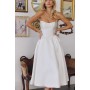 T822W by Amoris - White Mikado Strapless Midi Dress