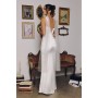 T729W by Amoris - White Satin Fitted Sleeveless Gown