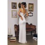 T729W by Amoris - White Satin Fitted Sleeveless Gown