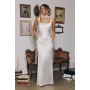 T729W by Amoris - White Satin Fitted Sleeveless Gown