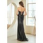Amelia Couture 5074 Gem-Adorned Satin Bandeau Slit Formal Gown