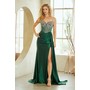 Amelia Couture 2128 Jeweled Satin Bare Shoulder Slit Evening Wear