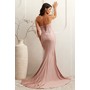 Amelia Couture 7057 Bare Shoulder Corset Split Formal Gown